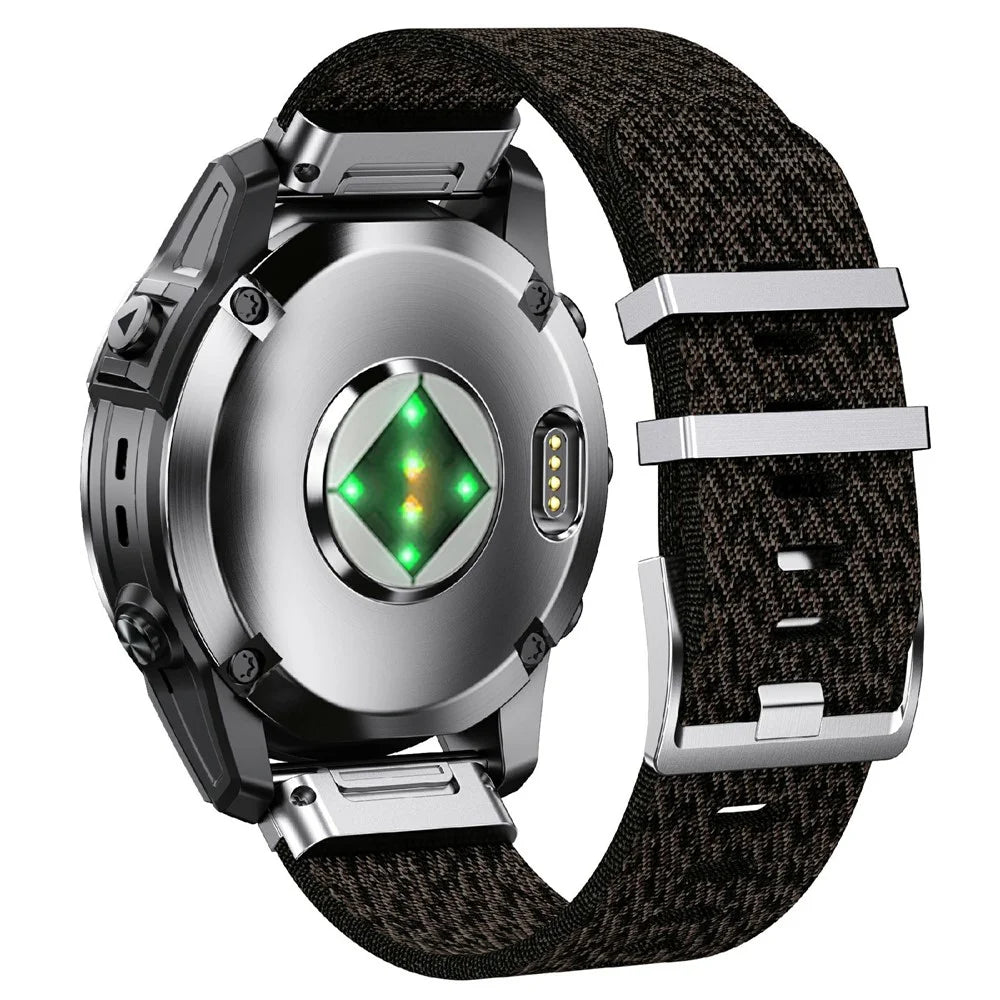Woven Nylon Strap for Garmin Fenix 8 Pro AMOLED 47mm / Fenix 8 47mm / Fenix E 47mm 22mm Quick Release Striped Watch Band - Camouflage Black - 1