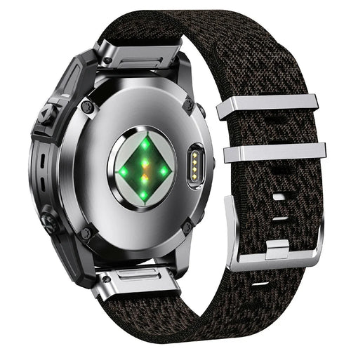 Woven Nylon Strap for Garmin Fenix 8 Pro AMOLED 47mm / Fenix 8 47mm / Fenix E 47mm 22mm Quick Release Striped Watch Band - Camouflage Black - 1
