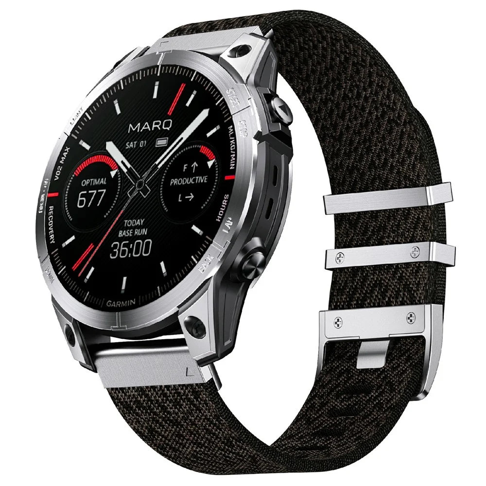 Woven Nylon Strap for Garmin Fenix 8 Pro AMOLED 47mm / Fenix 8 47mm / Fenix E 47mm 22mm Quick Release Striped Watch Band - Camouflage Black - 2