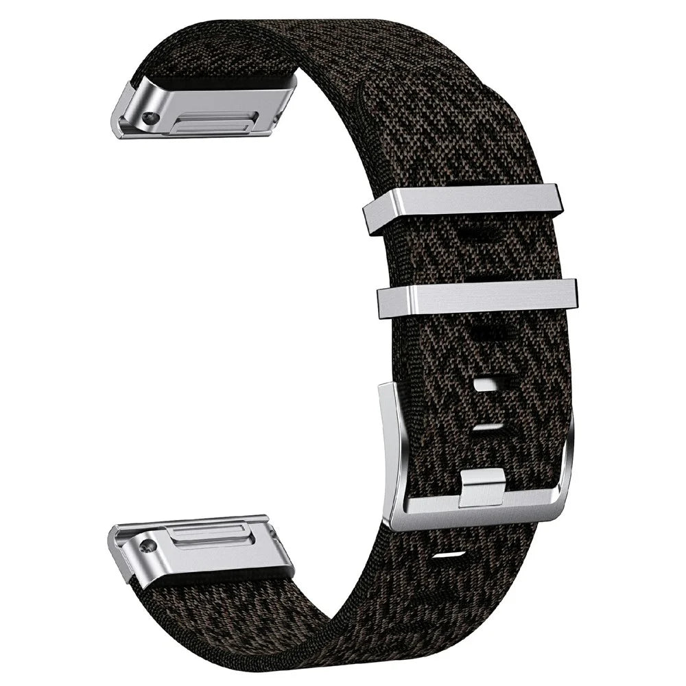 Woven Nylon Strap for Garmin Fenix 8 Pro AMOLED 47mm / Fenix 8 47mm / Fenix E 47mm 22mm Quick Release Striped Watch Band - Camouflage Black - 3