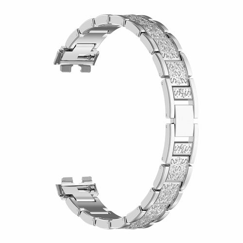 Metal Strap for Huawei Band 11 Pro NFC / 11 NFC / 11 Pro / 11 Rhinestone Stainless Steel Watch Band Replacement - Silver - 1