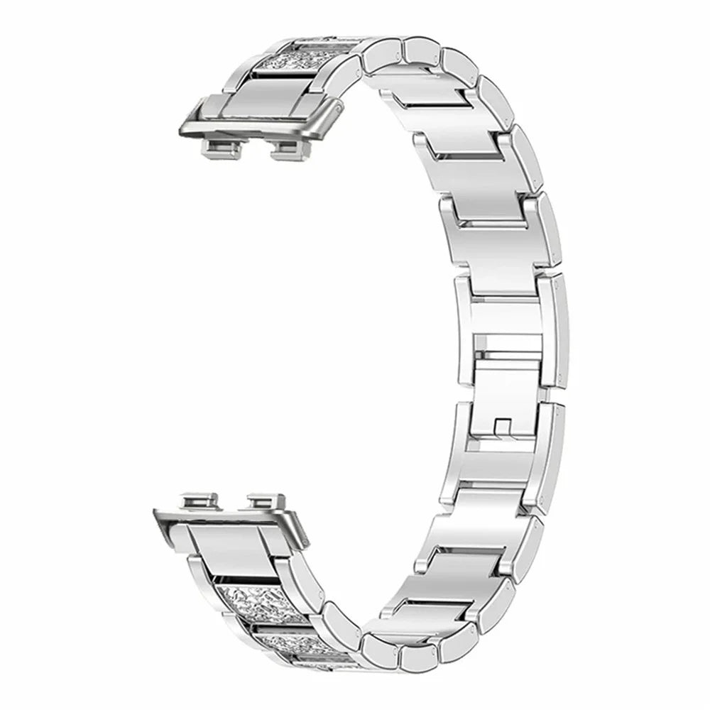 Metal Strap for Huawei Band 11 Pro NFC / 11 NFC / 11 Pro / 11 Rhinestone Stainless Steel Watch Band Replacement - Silver - 3