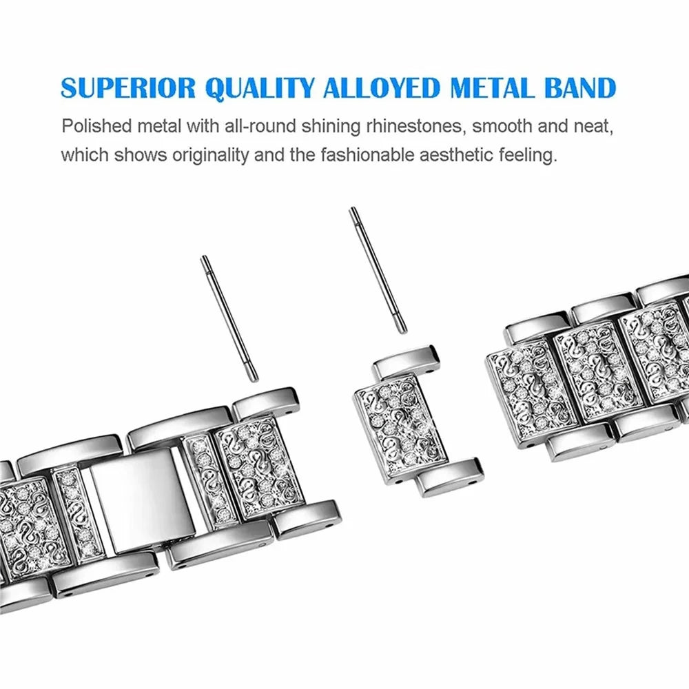 Metal Strap for Huawei Band 11 Pro NFC / 11 NFC / 11 Pro / 11 Rhinestone Stainless Steel Watch Band Replacement - Silver - 5