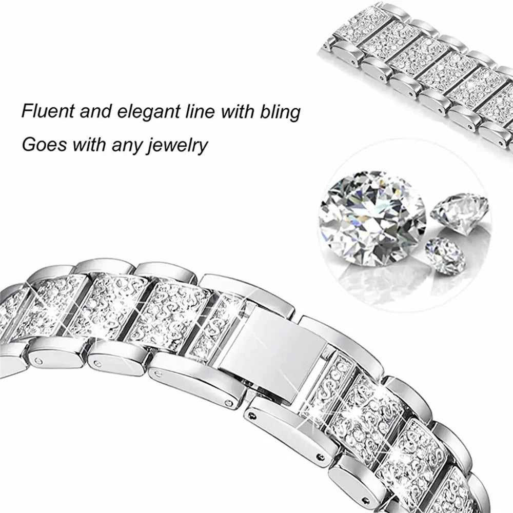 Metal Strap for Huawei Band 11 Pro NFC / 11 NFC / 11 Pro / 11 Rhinestone Stainless Steel Watch Band Replacement - Silver - 6