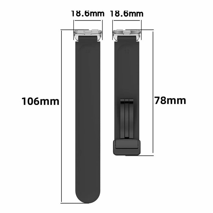 Foldable Magnetic Buckle Strap for Huawei Band 11 / 11 NFC / 11 Pro / 11 Pro NFC Solid Color Silicone Watch Band - Black - 5