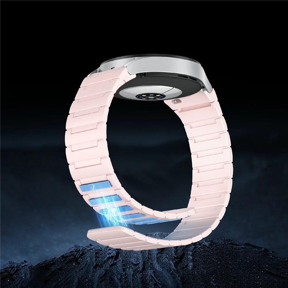Magnetic Buckle Watch Strap for Samsung Galaxy Watch7 / Watch6 / Watch5 / Watch4 Silicone Sport Band - Pink - 4