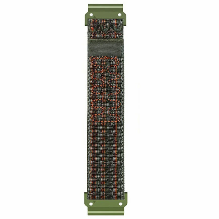 For Huami Amazfit T-Rex Ultra 2 26mm Embroidered Nylon Strap Replacement Loop Watch Band - Dark Green Orange - 3