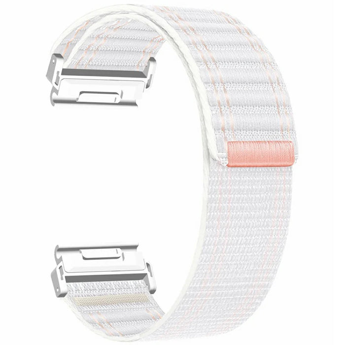 For Huami Amazfit T-Rex Ultra 2 26mm Wave Pattern Watch Band Replacement Nylon Strap - White Pink / White - 1