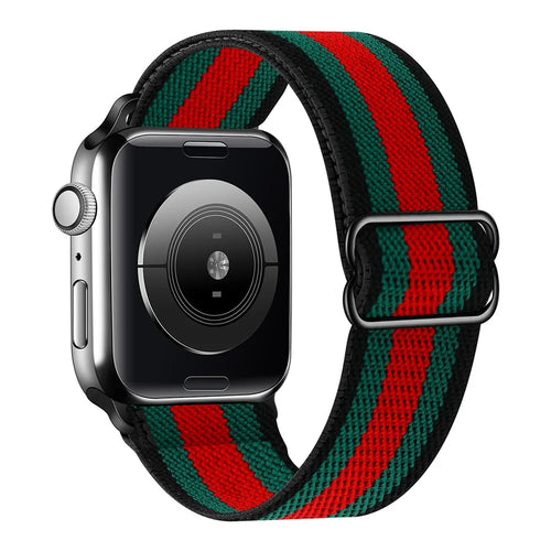 Adjustable Nylon Watch Band Replacement Multi-Color Watch Strap for Apple Watch Ultra 3 2 1 49mm / Series 11 10 46mm / 9 8 7 45mm / SE3 SE2 SE 6 5 4 44mm / 3 2 1 42mm - Black Edge - 1