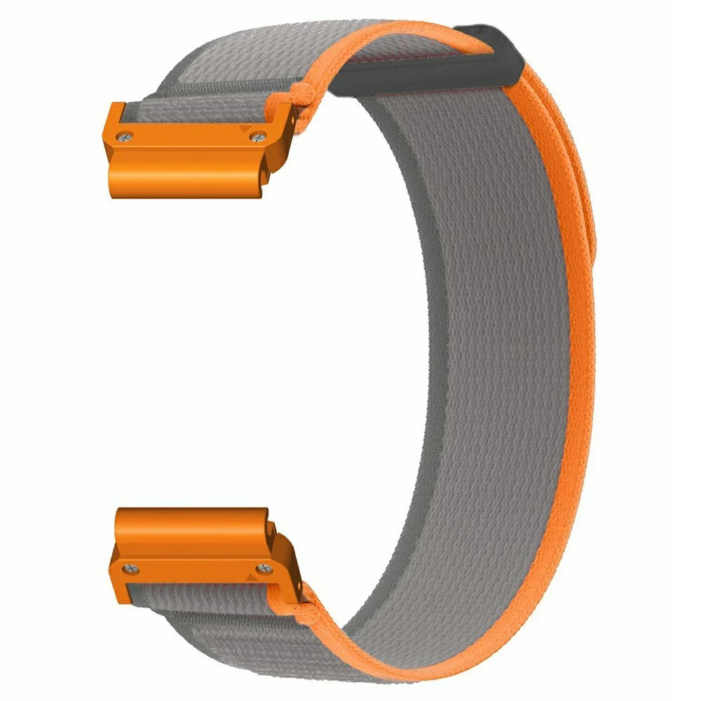 For Huami Amazfit T-Rex Ultra 2 26mm Nylon Watch Strap Loop Fastener Wrist Band with PC Connector - Orange / Grey / Orange Connector - 3