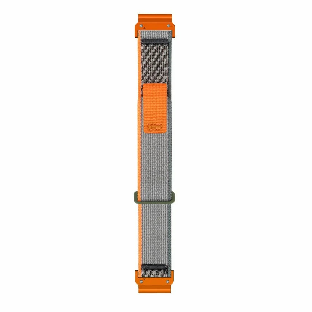 For Huami Amazfit T-Rex Ultra 2 26mm Nylon Watch Strap Loop Fastener Wrist Band with PC Connector - Orange / Grey / Orange Connector - 4