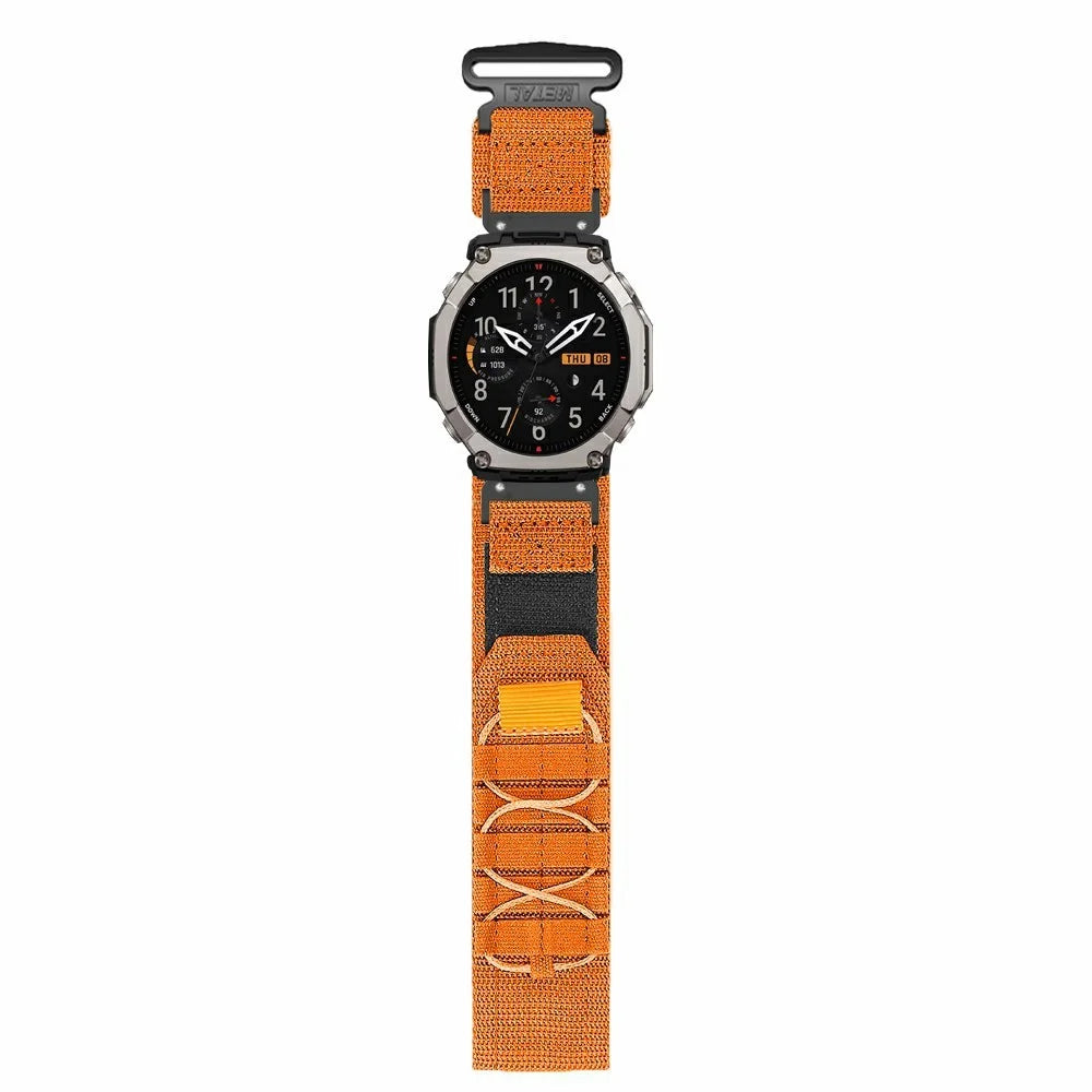 For Huami Amazfit T-Rex Ultra 2 26mm Nylon Watch Band Magic Tape Strap Military Style - Orange - 2