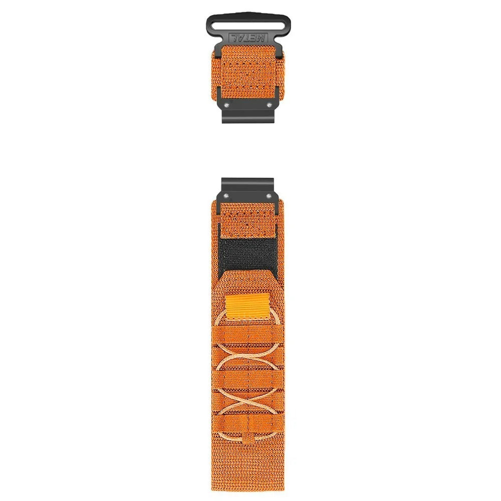 For Huami Amazfit T-Rex Ultra 2 26mm Nylon Watch Band Magic Tape Strap Military Style - Orange - 3