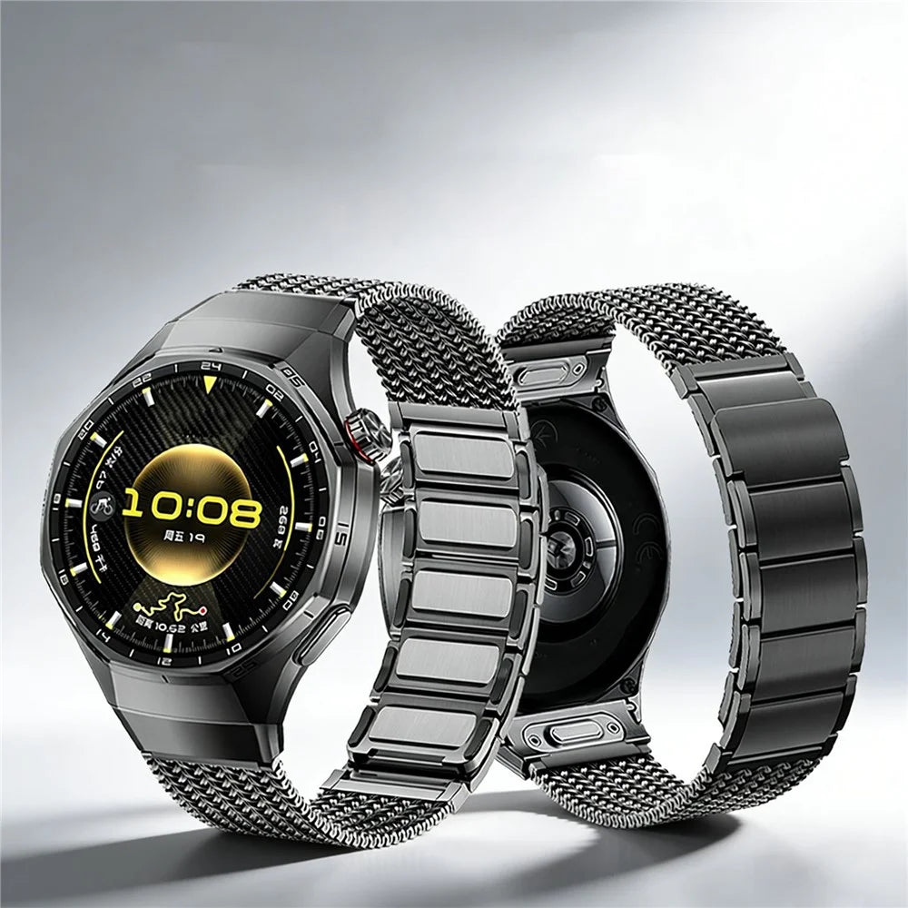 For Huawei Watch GT 6 Pro 46mm Press-type Spring Bar Strap Magnetic Stainless Steel Watch Band - Titanium Grey - 4