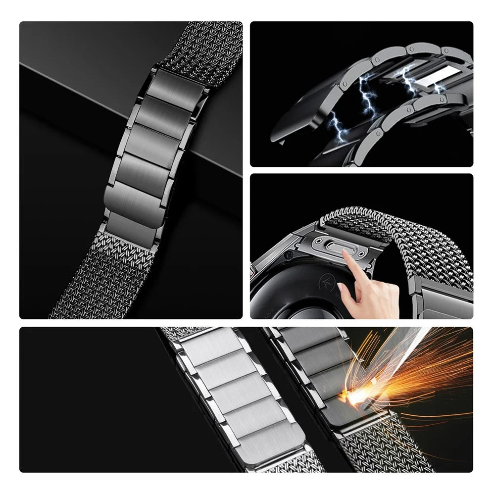 For Huawei Watch GT 6 Pro 46mm Press-type Spring Bar Strap Magnetic Stainless Steel Watch Band - Titanium Grey - 5