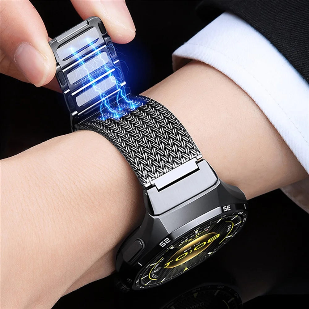 For Huawei Watch GT 6 Pro 46mm Press-type Spring Bar Strap Magnetic Stainless Steel Watch Band - Titanium Grey - 6