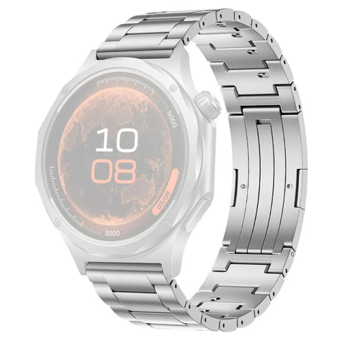 22mm Titanium Watch Band for Oppo Watch X3 / Huawei Watch GT 6 46mm / GT 5 46mm Quick Release Three Bead Metal Strap - Silver - 1