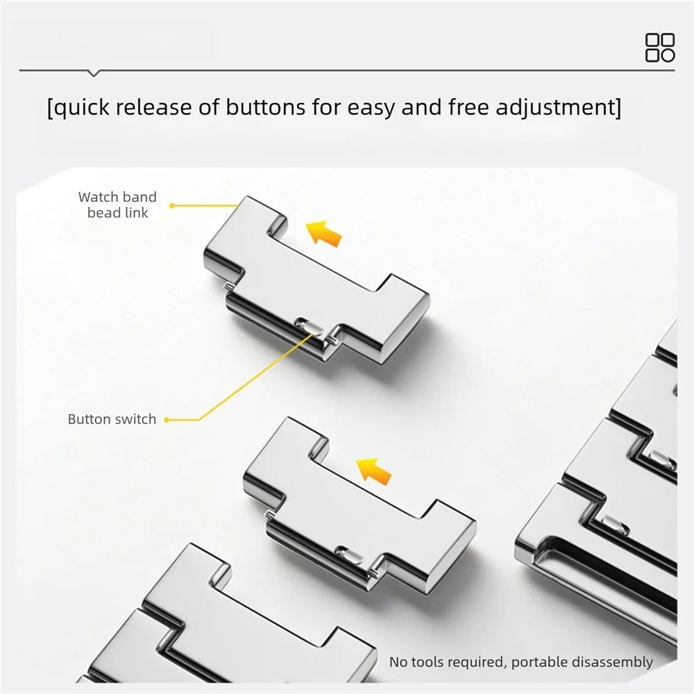 22mm Titanium Watch Band for Oppo Watch X3 / Huawei Watch GT 6 46mm / GT 5 46mm Quick Release Three Bead Metal Strap - Silver - 6