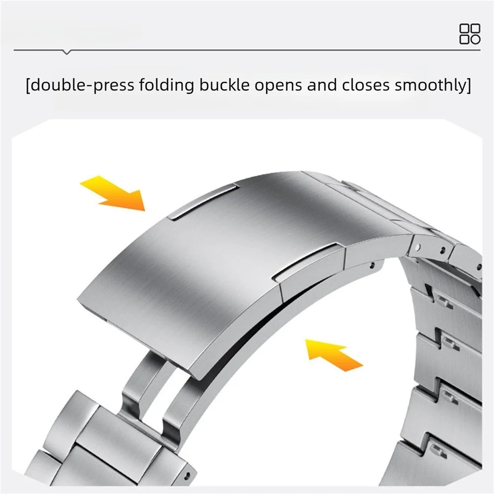22mm Titanium Watch Band for Oppo Watch X3 / Huawei Watch GT 6 46mm / GT 5 46mm Quick Release Three Bead Metal Strap - Silver - 7