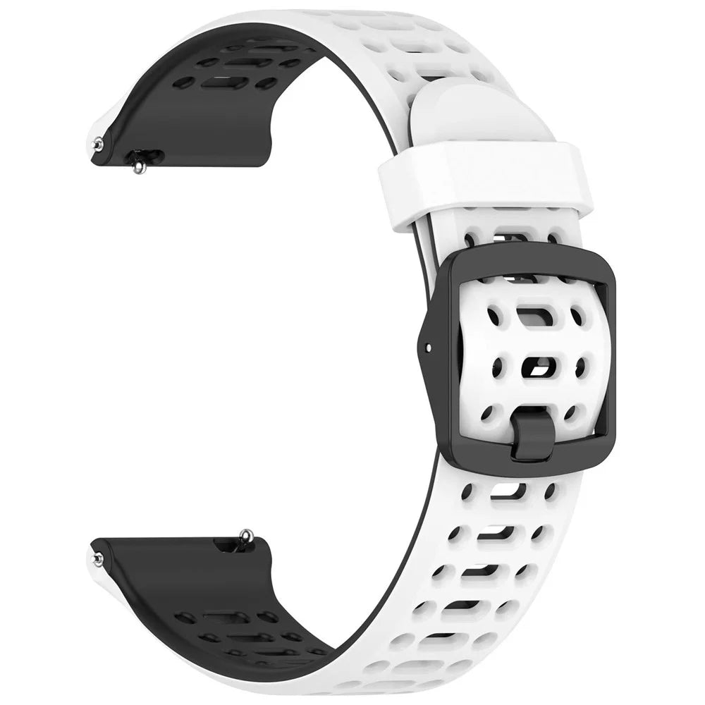 20mm Dual Color Silicone Band for Samsung Galaxy Watch7 44mm / 40mm / Watch6 Classic 47mm / 43mm Breathable Holes Watch Strap - White / Black - 1