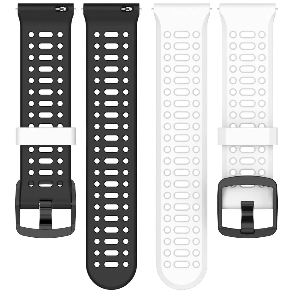 22mm Dual Color Silicone Band for Huawei Watch GT Runner 2 / GT 6 46mm / GT 5 46mm Breathable Holes Watch Strap - White / Black - 3