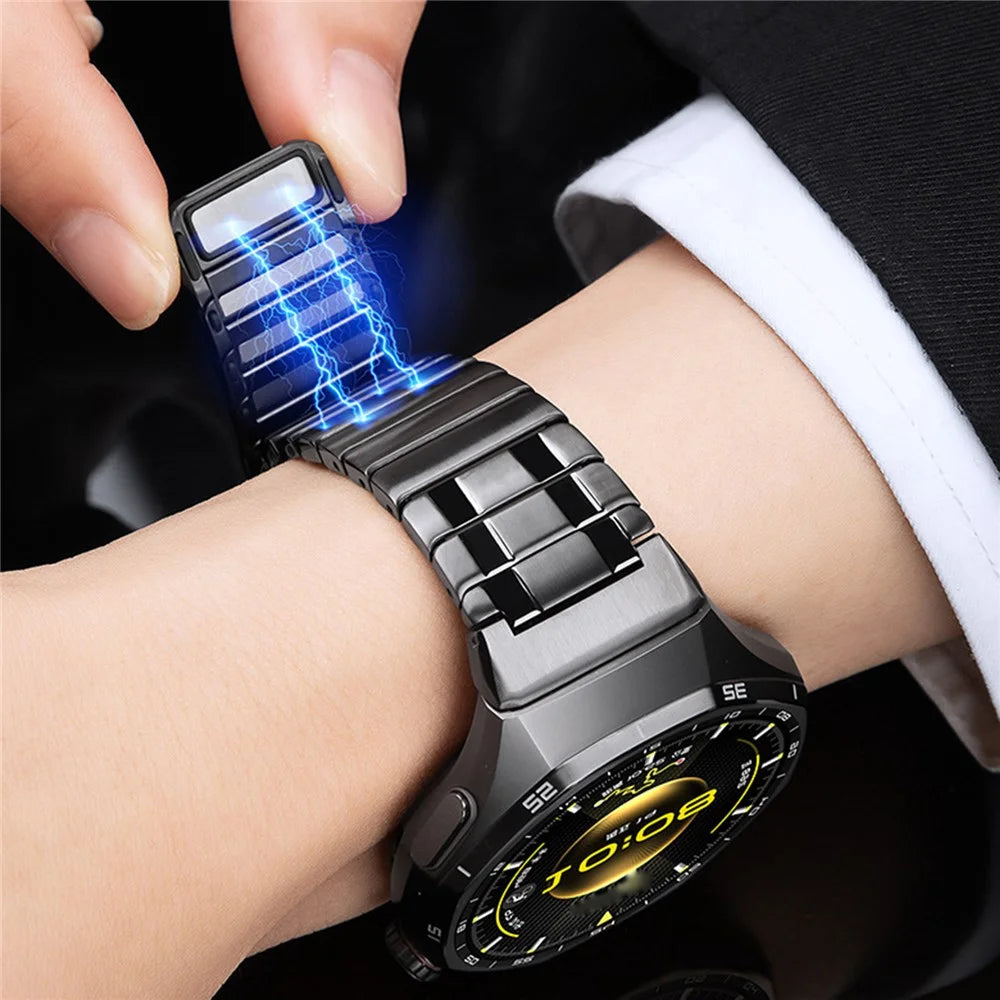 For Huawei Watch GT 6 Pro 46mm Stainless Steel Band Magnetic Quick Release Metal Watch Strap - Black - 5