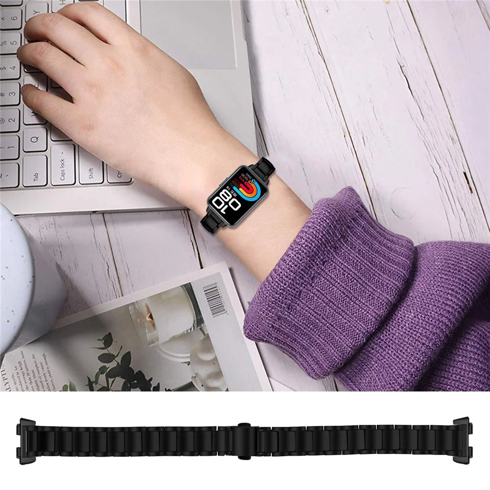 Stainless Steel Watch Band for Huawei Band 11 Pro NFC / 11 NFC / 11 Pro / 11 Butterfly Buckle Adjustable Metal Strap - Black - 3