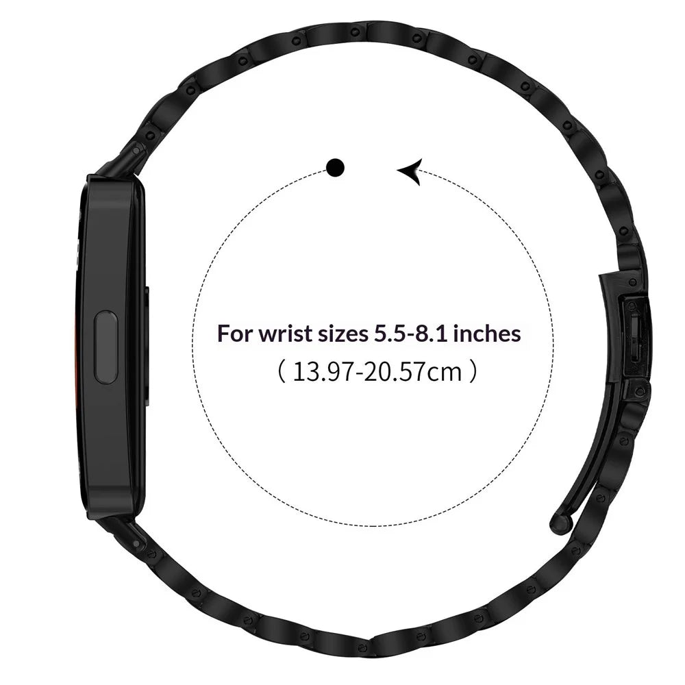 Stainless Steel Watch Band for Huawei Band 11 Pro NFC / 11 NFC / 11 Pro / 11 Butterfly Buckle Adjustable Metal Strap - Black - 6