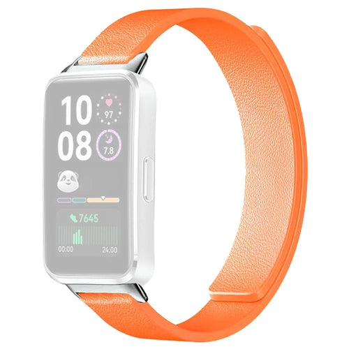 Silicone Magnetic Strap for Huawei Band 11 Pro NFC / 11 NFC / 11 Pro / 11 Litchi Texture Watch Band - Orange - 1