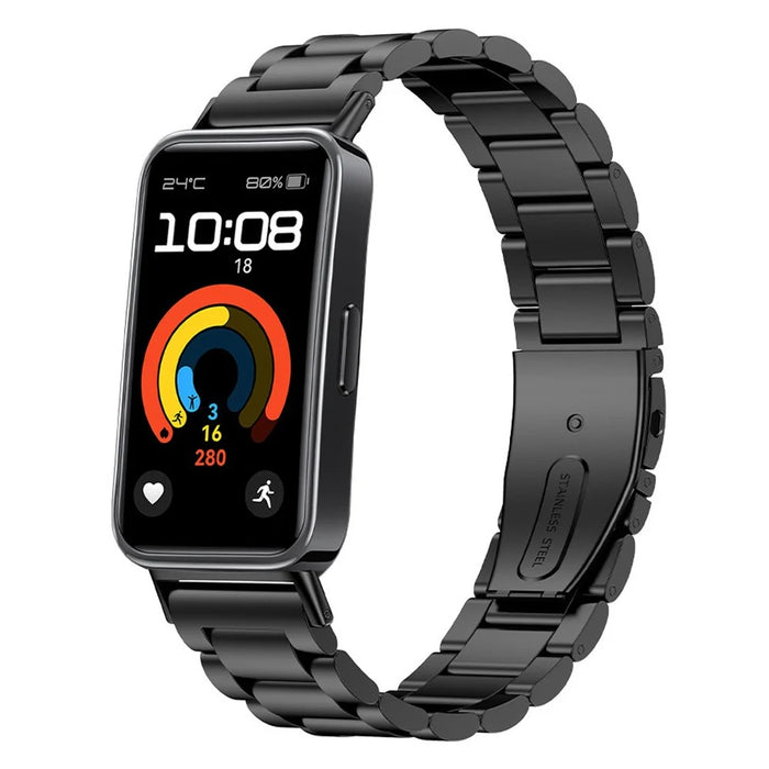 Watch Band for Huawei Band 11 / 11 Pro / 11 NFC / 11 Pro NFC Titanium Alloy 3-Bead Wrist Strap - Black - 3