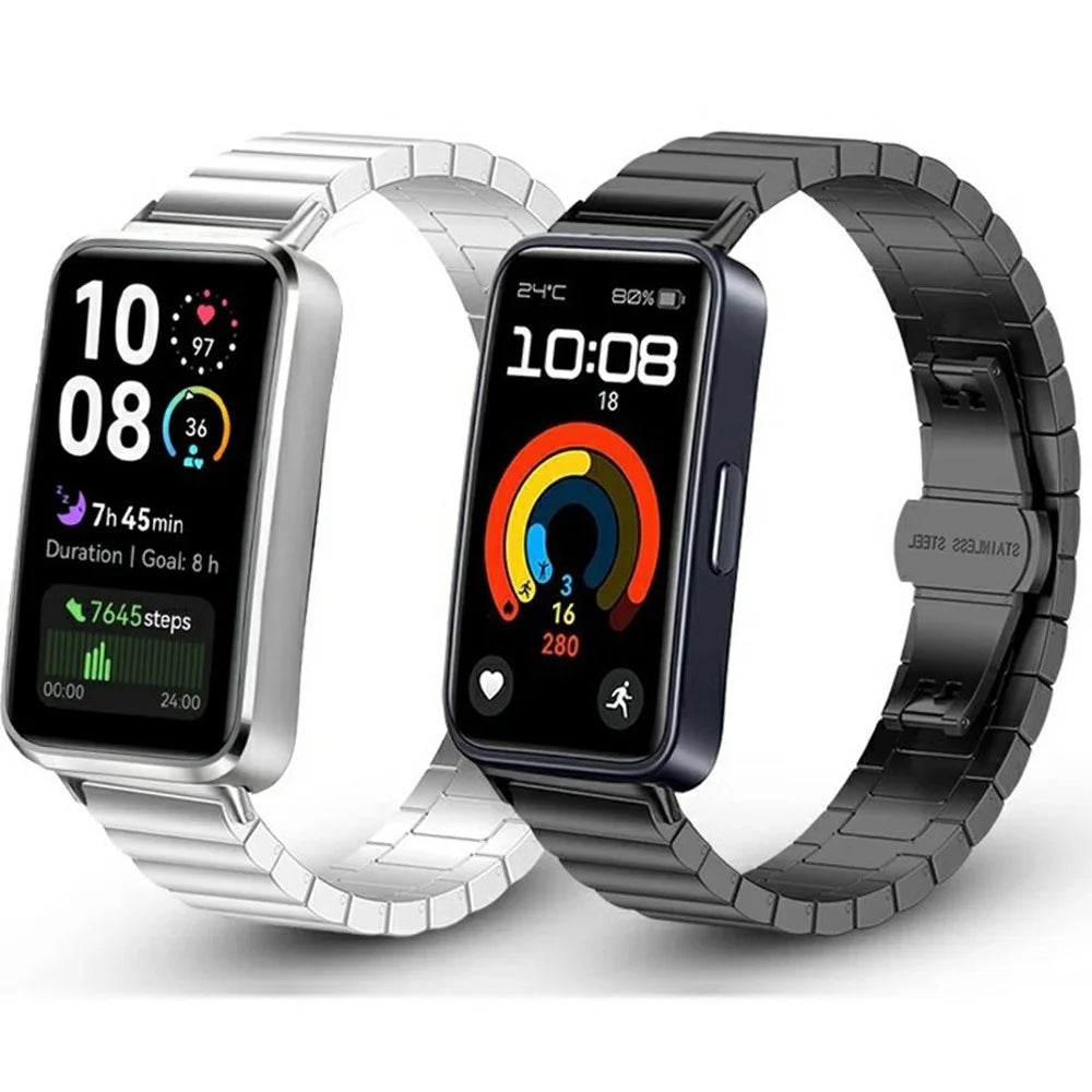 Watch Band for Huawei Band 11 Pro NFC / 11 NFC / 11 Pro / 11 Butterfly Clasp Stainless Steel Strap - Silver - 7
