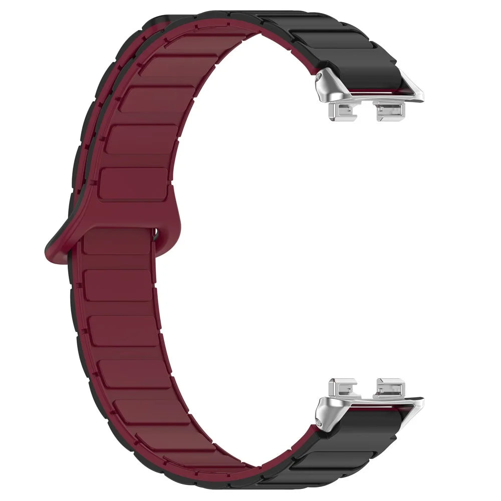 Magnetic Silicone Band for Huawei Band 11 Pro NFC / 11 NFC / 11 Pro / 11 Dual Color Watch Strap -  Black / Wine Red - 3