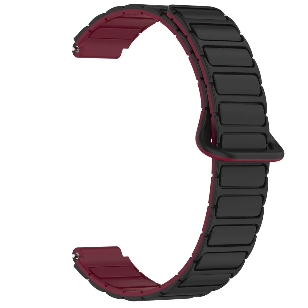 Magnetic Silicone Band for Huawei Band 11 Pro NFC / 11 NFC / 11 Pro / 11 Dual Color Watch Strap -  Black / Wine Red - 4