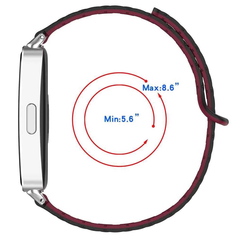 Magnetic Silicone Band for Huawei Band 11 Pro NFC / 11 NFC / 11 Pro / 11 Dual Color Watch Strap -  Black / Wine Red - 7