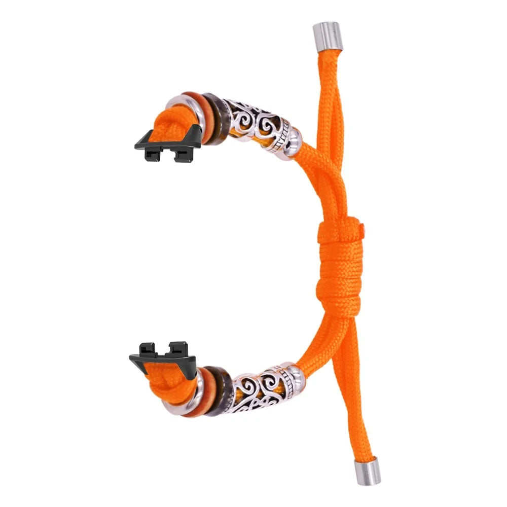 For Huawei Band 11 / 11 Pro Braided Nylon Strap Adjustable Metal Beads Woven Watch Band - Orange - 1