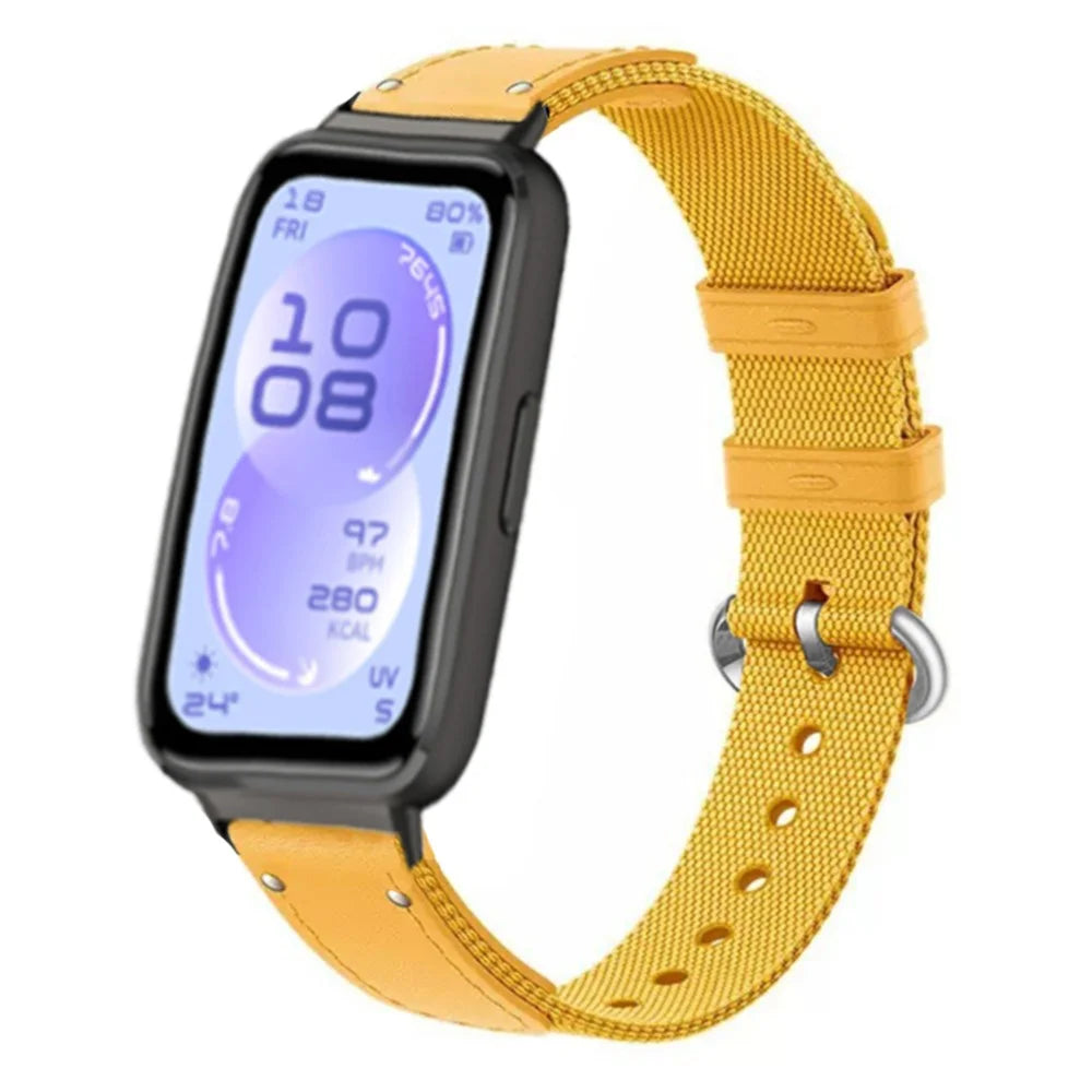 For Huawei Band 11 / 11 Pro Canvas Woven Nylon Band Replacement Watch Strap with Metal Buckle - Yellow - 2