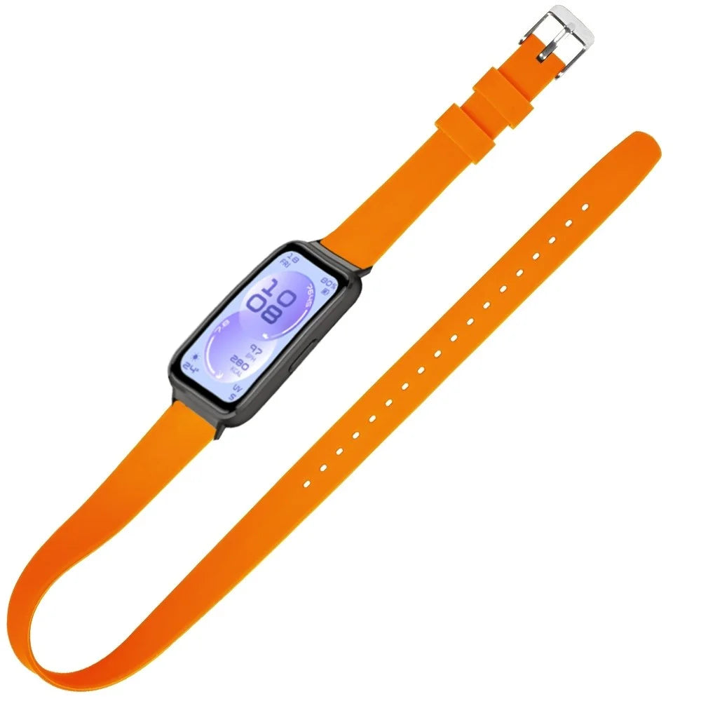 For Huawei Band 11 / 11 Pro Silicone Strap Two Circles Sport Watch Band with Metal Buckle - Orange - 3