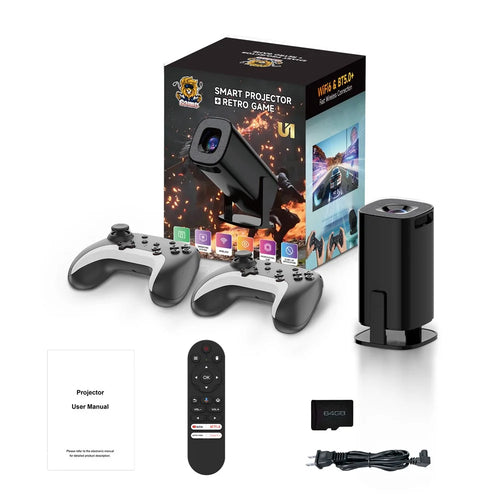 U1 4K Projector with Retro Gaming Console Allwinner H723 Android 14 200 Lumens 36000+ Games Screen Projection Device for Home Theater - EU Plug - 1