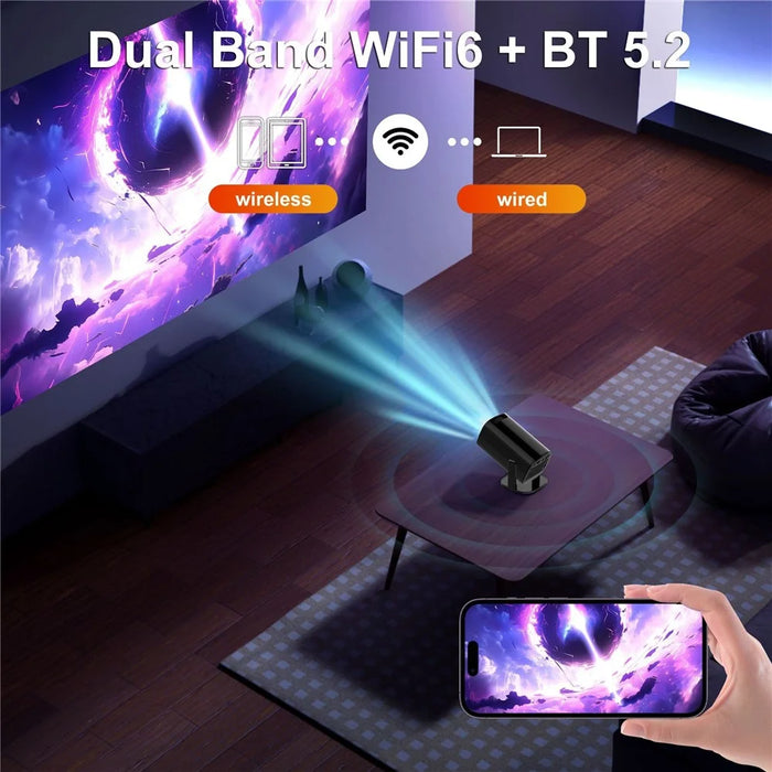 U1 4K Projector with Retro Gaming Console Allwinner H723 Android 14 200 Lumens 36000+ Games Screen Projection Device for Home Theater - EU Plug - 4