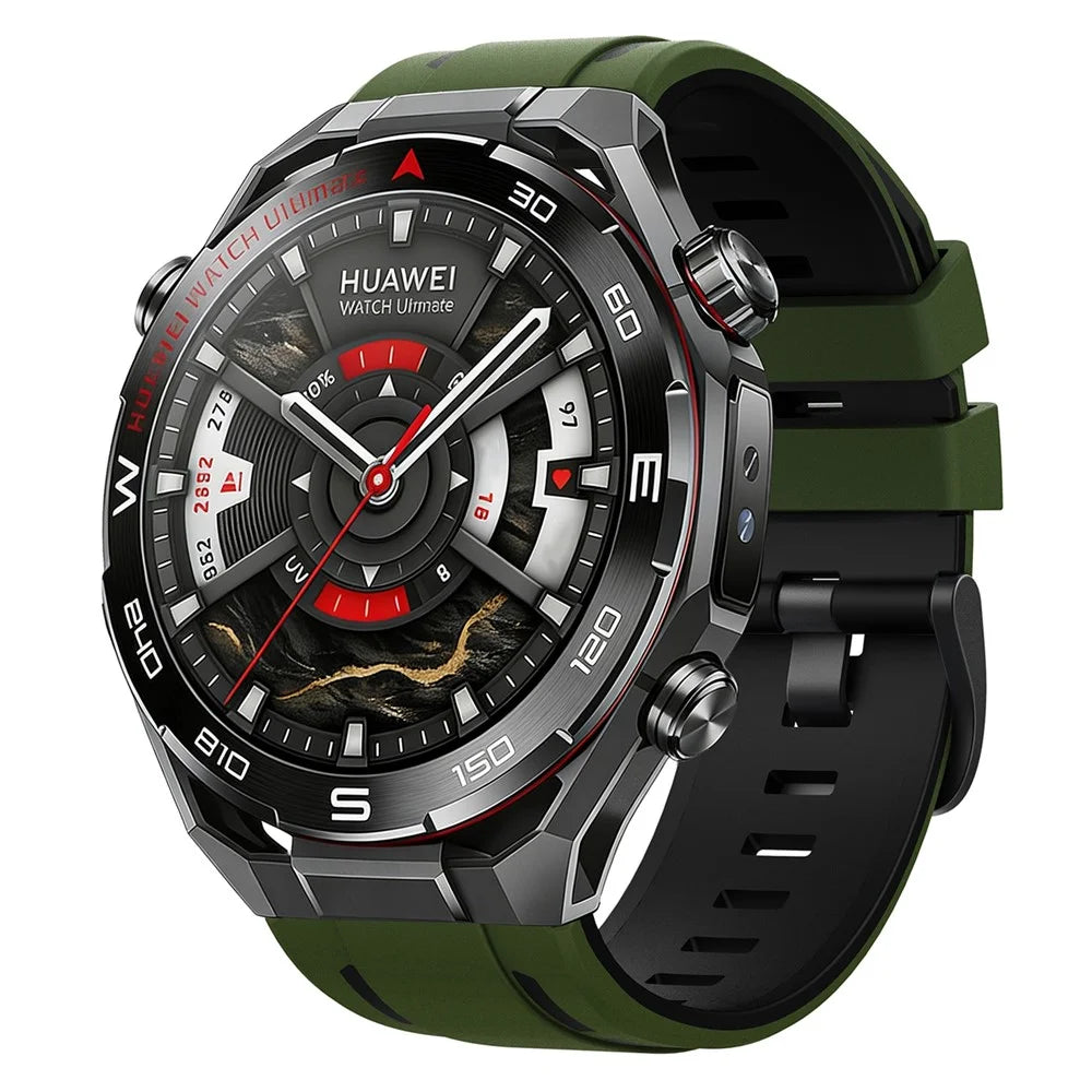 22mm Dual Color Silicone Strap for Huawei Watch Ultimate 2 / Watch GT 6 46mm / Watch GT 5 46mm Sports Watch Band - Army Green / Black - 2