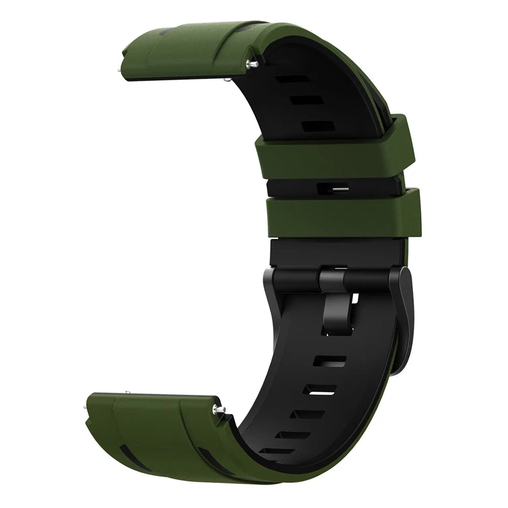 22mm Dual Color Silicone Strap for Huawei Watch Ultimate 2 / Watch GT 6 46mm / Watch GT 5 46mm Sports Watch Band - Army Green / Black - 3