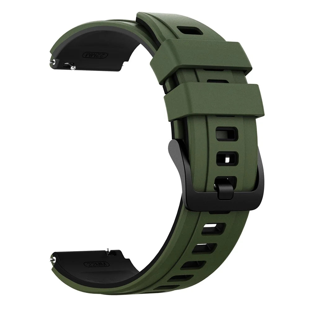 22mm Dual Color Silicone Strap for Huawei Watch Ultimate 2 / Watch GT 6 46mm / Watch GT 5 46mm Sports Watch Band - Army Green / Black - 4