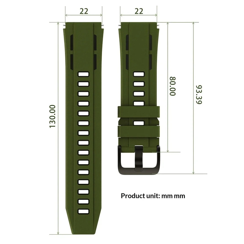 22mm Dual Color Silicone Strap for Huawei Watch Ultimate 2 / Watch GT 6 46mm / Watch GT 5 46mm Sports Watch Band - Army Green / Black - 7