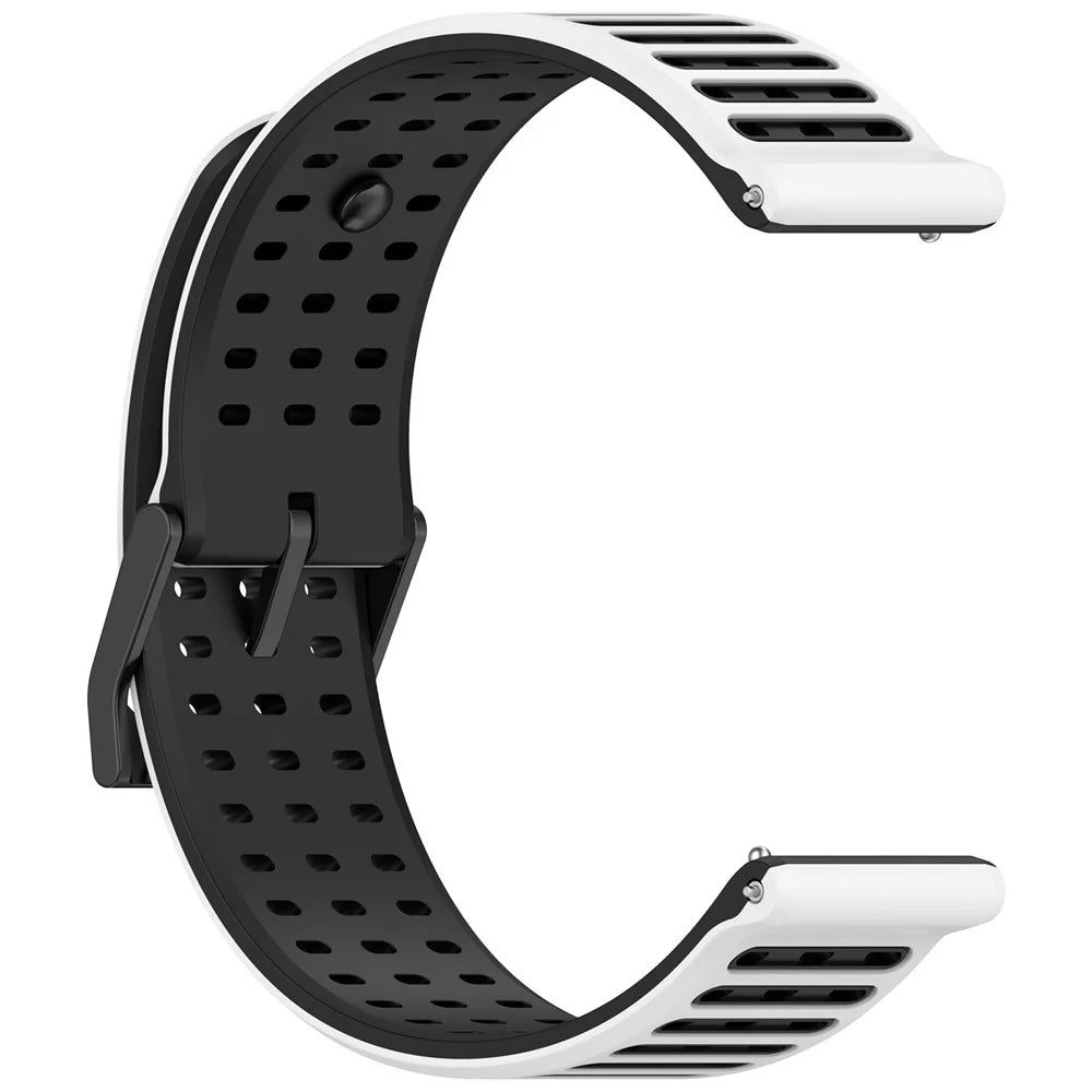 22mm Silicone Watch Band for Suunto Nautic S / Vertical 2 / Huawei Watch GT Runner 2 Dual Color Sports Strap - White+Black - 4
