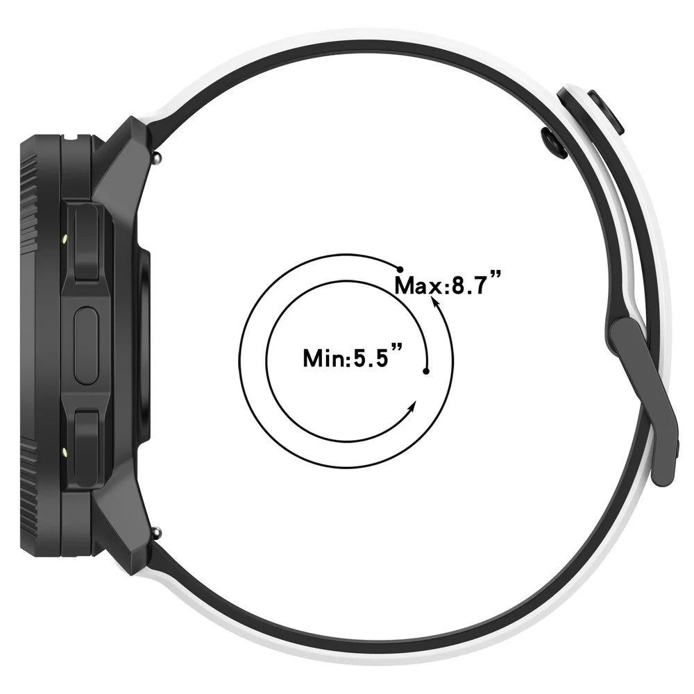 22mm Silicone Watch Band for Suunto Nautic S / Vertical 2 / Huawei Watch GT Runner 2 Dual Color Sports Strap - White+Black - 7