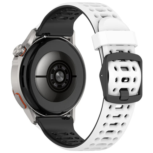 For Huawei Watch GT Runner 2 / Coros Pace 3 22mm Silicone Strap Dual Color Sport Band Breathable Wristband - White+Black - 1