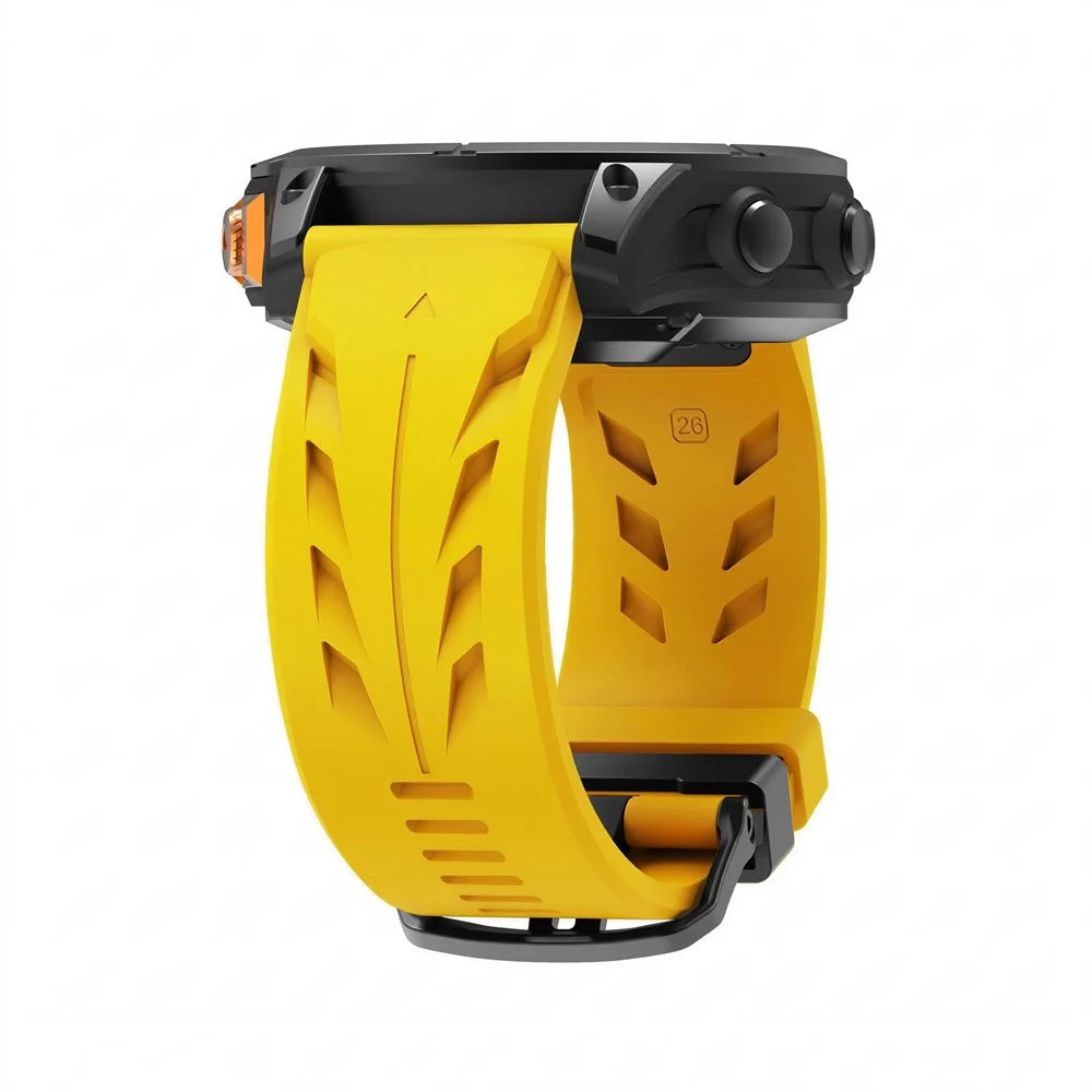 26mm Silicone Strap for Garmin Fenix 8 Pro AMOLED 51mm / Fenix 8 51mm / Enduro 3 / Enduro 2 Groove Design Watch Band - Yellow - 4