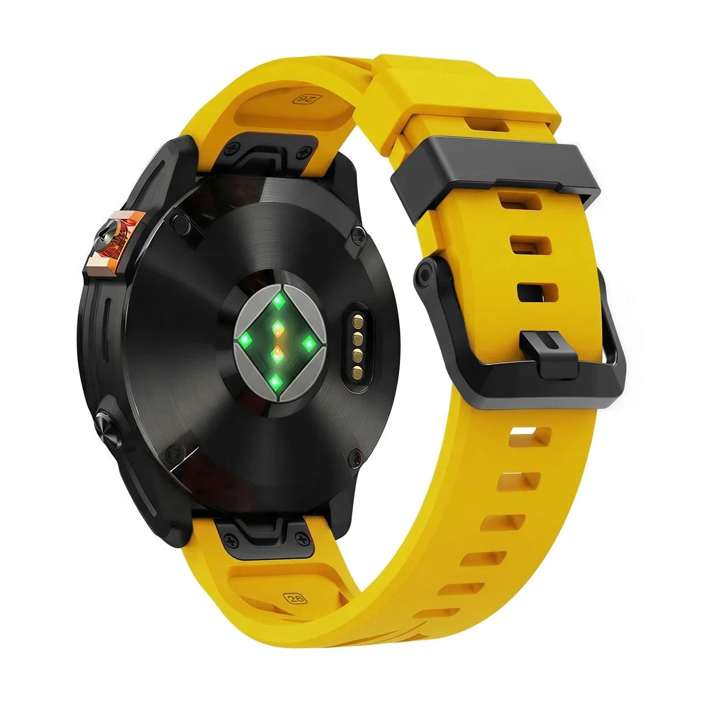 22mm Silicone Strap for Garmin Fenix 8 Pro AMOLED 47mm / Fenix 8 47mm / Fenix E 47mm Groove Design Watch Band - Yellow - 1