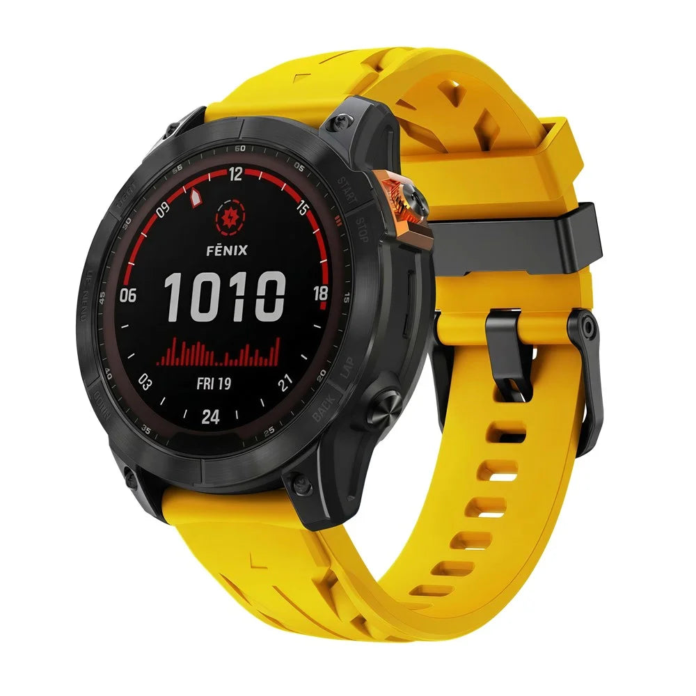 22mm Silicone Strap for Garmin Fenix 8 Pro AMOLED 47mm / Fenix 8 47mm / Fenix E 47mm Groove Design Watch Band - Yellow - 2