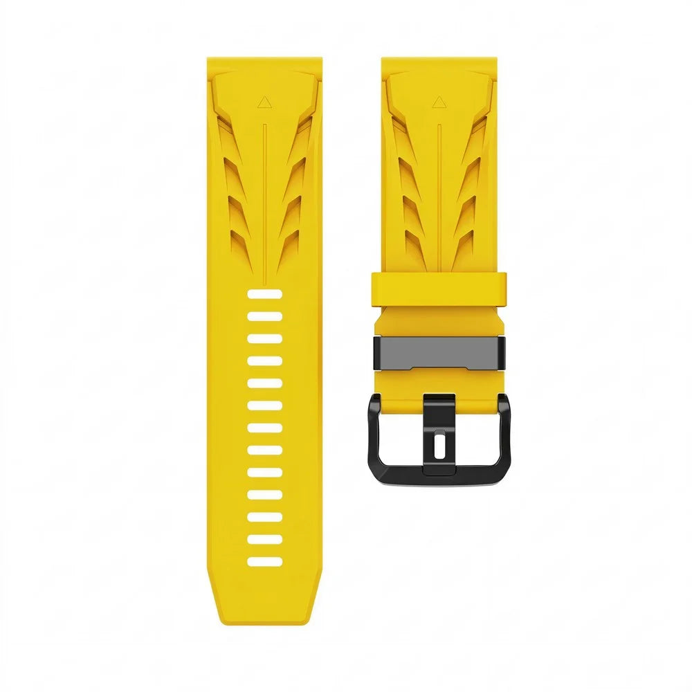 22mm Silicone Strap for Garmin Fenix 8 Pro AMOLED 47mm / Fenix 8 47mm / Fenix E 47mm Groove Design Watch Band - Yellow - 5